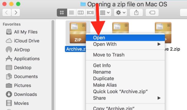 how to open zip files on mac